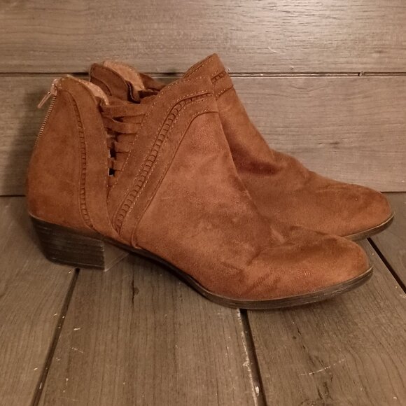 No Parking Athens Women Ankle Boots Size 11 Brown Suede Zip Up Backs - Picture 1 of 14